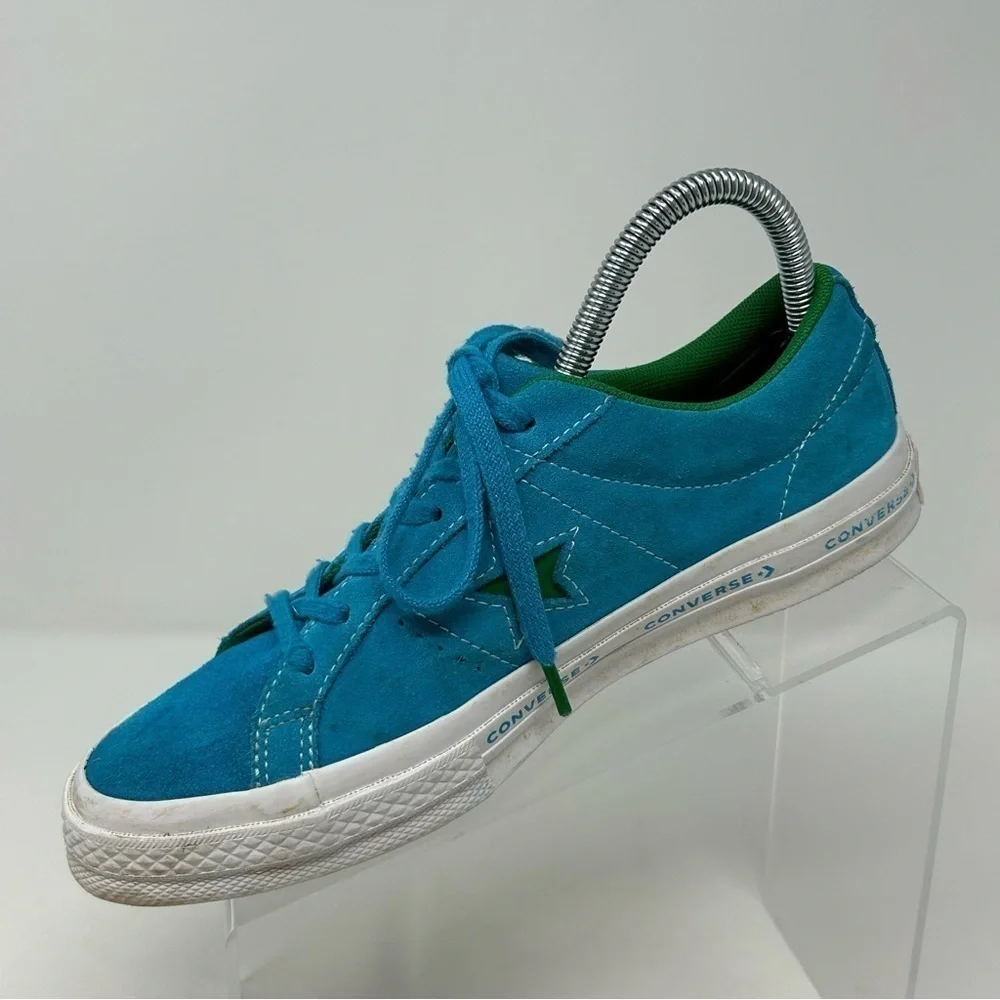 Converse One Star Bright Blue Leather Lace Up Low Top Kid's Sneakers Size 5